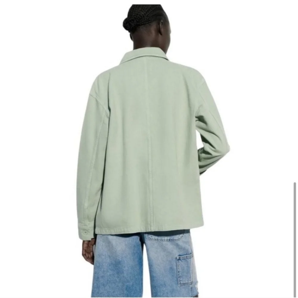 ZARA Victoria Cotton Overshirt Light Green Utility Barn Style Jacket Medium - Picture 6 of 8